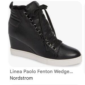 Linea Paolo Black Fenton Wedge Sneakers, Size 8